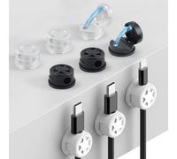 OTraki 9 Piezas Sujeta Cables Adhesivo 360° Rotación Mejorado, Organizador Magnético De Escritorio, Sujeta Cables Clip De Cable Para Escritorio, USB Carga, (Blanco, Negro, Transparente)