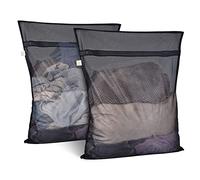 OTraki Bolsa Colada Red Lavadora Grande para Hogar y Hotel con Cremallera de Metal Negro, Saco Lavadora Lavandería para Ropas Delicadas, Abrigo, Vestido, Prendas de Cama, Negro (60 x 80 cm 2PCS)