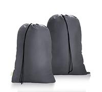 OTraki Bolsa de Colada 2 pcs con Cierre de Cordón Cesto Ropa Sucia Plegable Saco Lavadora Organizador Material Antidesgarros para Cuarto de Lavado Cocina Dormitorio Hotel de Viaje 60 X 80cm Gris