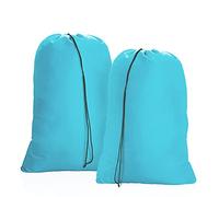 OTraki Bolsa de Colada 2 pcs con Cierre de Cordón Cesto Ropa Sucia Plegable Saco Lavadora Organizador Material Antidesgarros para Cuarto de Lavado Cocina Dormitorio Hotel de Viaje 60 X 80cm Azul Verde