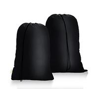 OTraki Bolsa de Colada 2 pcs con Cierre de Cordón Cesto Ropa Sucia Plegable Saco Lavadora Organizador Material Antidesgarros para Cuarto de Lavado Cocina Dormitorio Hotel de Viaje 60 X 80cm Negro