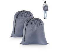 OTraki Bolsa de Lavanderia 2 pcs Bolsa de Ropa Sucia Viaje Plegable y Portátil Bolsa de Colada con Cordón Organizador Ropa Sucia Cesto de Ropa Sucia para Hogar Viaje Dormitorio 50 x 60cm Gris