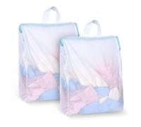 OTraki Bolsa de Malla para Lavadora 30x40cm 2 PCS Blanco Bolsa Lavandería Reutilizable con Asas y Cremalleras Bolsa Ropa Sucia Bolsa para la Colada para Ropa Delicada, Ropa Interior y Calcetines