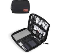 OTraki Bolsa Organizadora De Cables 25 X 18 X 3 Cm, Organizador Cables Viaje Caja Organizadora Cables, Organizador De Cables Portátil Estuche Cables Para Cargadores, Memorias Usb, Tarjetas Sd (Negro)