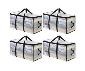 OTraki Bolsas Almacenaje, Bolsas Mudanza, Cajas Mudanza Grandes, 4 Unidades con Ventana Transparente y Asas Reforzadas para Guardar Ropa de Cama, Ropa o Juguetes, 73x35x37 cm