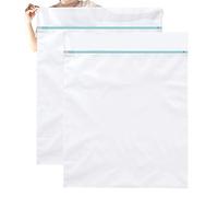 OTraki - Bolsas de malla extragrandes para la colada, 110 x 90 cm, manta resistente con cremallera, para ropa de cama, abrigos, jerséis, paquete de 2 unidades, blanco