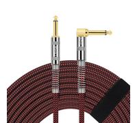 OTraki Cable de guitarra con 6,3 mm, 5 m, cable trenzado rojo para guitarra con conector en ángulo y 1 conector estándar para guitarra eléctrica, bajo, teclado (1 unidad)