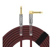 OTraki Cable de guitarra con cable de 6,3 mm, 3 m, trenzado rojo con conector en ángulo y 1 conector estándar para guitarra eléctrica, bajo, teclado (1 unidad)
