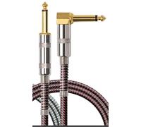 OTraki Cable de guitarra con cable de 6,3 mm, 3 m, trenzado rojo con conector en ángulo y 1 conector estándar para guitarra eléctrica, bajo, teclado (1 unidad)