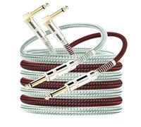 OTraki Cable de guitarra de 10 pies, paquete de 2 cables de instrumento de acorde para guitarra eléctrica, cable de guitarra en forma de L recto a ángulo recto, enchufe chapado en oro para teclado de