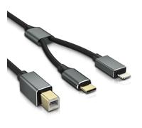 OTraki Cable MIDI 2 en 1 para impresora de 1,5 m, tipo C/Lightning a MIDI tipo C, compatible con Samsung, Huawei Laptop, USB C a USB B cable para piano digital, teclado midi, interfaz de audio, gris