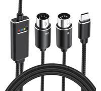 OTraki Cable MIDI USB-C, convertidor de interfaz USB-C de entrada y salida de 2 m, MIDI a USB-C con indicador LED, cable de interfaz MIDI de baja latencia