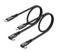 OTraki Cable USB C Corto 20cm 2 Piezas, Cable USB C a USB C 5A PD Cabo de Carga Rápida Type C ángulo de 90 Grados con Chip E-Maker para iPhone 17 16 15 Pro Max, para Galaxy S25 S24 S23, para iPad