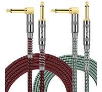 OTraki Cables Jack Guitarra 2 Pack Cable de Guitarra Electrica 2m Cable Audio para Instrumentos 6,35mm Derecho a Conectores de Forma L para Guitarra Bajo Teclado Efectos Acordes Micrófono