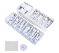 OTraki Caja de Almacenamiento de Cables de Doble Capa con 5 Compartimentos Ajustables y Bridas de 1,5 m, Organizador de Cables de plástico para Cables de Carga, Cargadores, Escritorio, Oficina, Caja