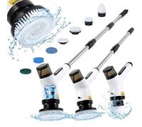 OTraki Cepillo Electrico Limpieza Hogar, Pulverizador Cepillo de Limpieza Electrico con Mango Ajustable, Fregadora Giratoria Eléctrica con 7 Cabezales de Cepillo de Repuesto para Baño, Cocina y Coche