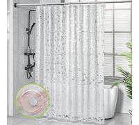 OTraki Cortina Baño 180x200cm con Peso EVA Cortina Ducha Antimoho Impermeable Cortina Bañera Translúcida Mate Shower Curtian con 12 Ganchos para Ducha o Bañera
