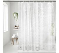 OTraki Cortina De Ducha 180x200, Cortinas de Baño Antimoho EVA Cortina Bañera con Peso Cortinas Ducha Lavable, Impermeable, Translúcida 3D con 12 Ganchos