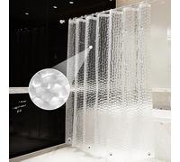 OTraki Cortina de Ducha de 180 x 200 cm, EVA Cortina de Ducha 3D con Peso, Impermeable y antibacteriana, Incluye 8 Pesas para Cortina de Ducha.