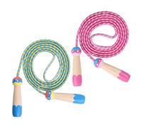 OTraki Cuerda de Saltar para Niños 2 PCS 2,5m Ajustable Comba con Mango de Madera Cuerda Arcoíris con Tubo Antidesgaste 15CM Cuerda de Deporte Fitness para Niños y Niñas Color Azul y Rosa