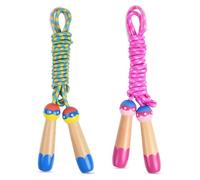 OTraki Cuerda Saltar Niños, 2 Piezas 2.5m Comba de Saltar con Mango Antideslizante Cuerda para Saltar de Algodón Suave para Niños 5+ años para Ejercicio Escuela Juego al Aire Libre, Rosa y Azul