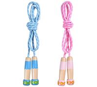 OTraki Cuerda Saltar Niños, Comba de Saltar Niños Ajustable con Mango de Madera 2 Pack Jumping Rope Kids de 2M, Skipping Rope Kids Cuerda de Algodón para Niños Adulto Jump Ropes para al Aire Libre