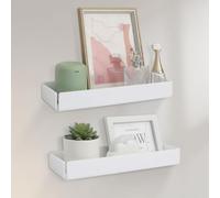 OTraki Estantería de pared sin necesidad de taladrar, 2 unidades de estantes flotantes acrílicos, estantes blancos, autoadhesivos, flotantes, multifuncionales, para cocina, salón, libros, 31 cm