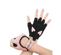 OTraki Guantes Deportivos Mujer Rosa, Guantes Fitness con Palma Acolchada de Silicona Transpirable, Guantes Gimnasio para Levantamiento de Pesas, Entrenamiento, Bodybuilding, Muñequera Ajustable