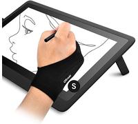 OTraki Guantes para Tableta Gráfica 2 Piezas, Doble Capa Palma Rejection Guantes para Dibujar Antiincrustantes Transpirable Guante Tableta para Niño Mano Pequeño, Talla S (7x18.5CM)