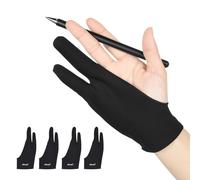 OTraki Guantes para Tableta Gráfica 4 Pack - Palma Rejection para Dibujar en Tablet, Antiincrustantes, Transpirables, de Dos Dedos para Zurdo y Diestro M (7.7X20.5CM)