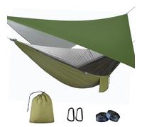 Otraki Hamaca Exterior con Mosquitero y Toldo, 290 x 140 cm Ultraligera para Camping, Hamaca Portátil y Duradera, Hamaca Colgante de Alta Capacidad 200 kg para Viajes, Senderismo, Jardín y Terraza