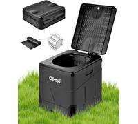 OTraki Inodoro Portátil Plegable para Camping, Inodoro Químico con 12 Sobres de Solidificante, Inodoro de Viaje con Tapa, Inodoro para Pesca al Aire Libre, Inodoro Resistente Que Soporta 150 kg,Negro