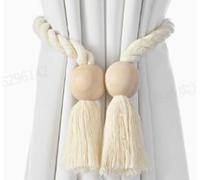 OTraki - Juego de 4 alzapaños magnéticos para Cortinas, alzapatas de Madera de 64 cm con imanes Fuertes para Cortinas de Estilo rústico Bohemio, escandinavo, 4 Unidades