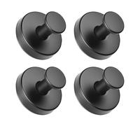 OTraki Juego de 4 ganchos de vacío, ganchos de pared con ventosa de acero inoxidable negro, ganchos de pared que se montan sin taladrar ni usar herramientas para salas de estar, baños, cocinas