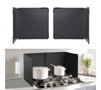 OTraki Pack de 2 Protectores Ajustables contra Salpicaduras para Parrilla | Bandeja de cocina antisalpicaduras con revestimiento antiadherente, plegable, color negro