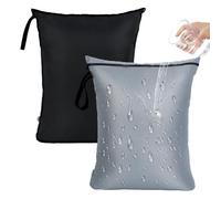 OTraki Paquete de 2 bolsas para ropa sucia para lavadora, 60x80cm, extragrandes, impermeables, para ropa mojada, color negro. Bolsa reutilizable con cremallera para mantas de forro polar