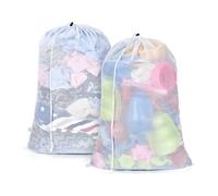 OTraki Saco para la Colada con Cordón Bolsa Ropa Sucia Viaje Bolsas Malla Lavadora Delicada para Organizador Lavandería para Colegio, Dormitorio, Habitantes de Apartamento Negro 2Pcs (Blanco 60x90cm)