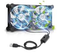 OTraki USB Ventilador 14CM×14CM×2.5CM 3 Velocidades Ajustables Doble Ventilador PC con 8 pies Amortiguadores para PC, Portátiles, PS4, Proyectores, Routers y Otros Dispositivos