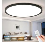 OTREN Lampara de Techo LED 56W 60CM con Mando, Plafon LED Techo Regulable 3000K-6500K con Modo Nocturno y Memoria, IP44 Impermeable para Dormitorio, Salón, Oficina,Cocina,Negro
