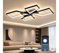 OTREN Lampara Techo Salon, Regulable 3000k-6500k Plafon LED Techo 78CM 72W con Mando a Distancia para Dormitorio Comedor, Negro