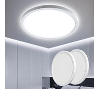 OTREN Plafon LED Redondo Downlight Panel Superficie 18W 1800LM Lámpara de Techo Moderna 6500K IP44 Ultra Delgado Luz Led para Dormitorio Baño Cocina Pasillo Comedor Sala Ø218MM - 2 Pieces
