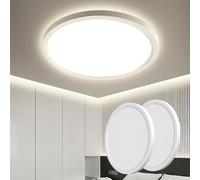 OTREN Plafon LED Redondo Downlight Panel Superficie, Lámpara de Techo Moderna 4000K IP44 Ultra Delgado Luz Led para Dormitorio Baño Cocina Pasillo Comedor Sala Ø218MM - 2 Packs