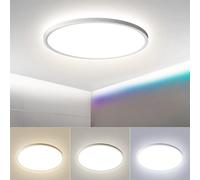 OTREN Plafon Luz LED Techo 28W, Ø30CM Lampara Downlight Panel Superficie 3000K-6500K, Plafones Modernas Redondo IP44 para Baño Pasillo Balcón Cocina Dormitorio Pared