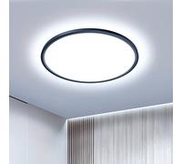 OTREN Plafon Luz LED Techo 36W, Ø30CM Lampara Downlight Panel Superficie 6500K, Plafones Redondo Modernas 3240LM IP44 para Salón Oficina Cocina Dormitorio Baño Pared, Negro