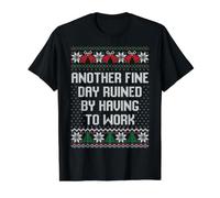 Otro Buen día Arruinado por Tener Que Trabajar Feo suéter de Navidad Camiseta gráfica económica, Hombre, Negro, S