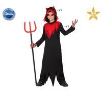Otros Disfraz Demonio Niño Halloween - Túnica con Capucha Negra Talla 5-6 Años para Fiesta o Noche de Brujas Infantil