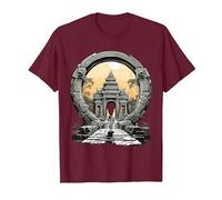 Otros misterios Antiguos Angkor Wat Stargate Portal Camiseta, Hombre, Granate, L