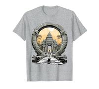 Otros misterios Antiguos Angkor Wat Stargate Portal Camiseta, Hombre, Gris Jaspeado, L