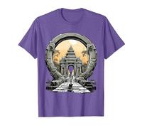 Otros misterios Antiguos Angkor Wat Stargate Portal Camiseta, Hombre, Morado Jaspeado, L
