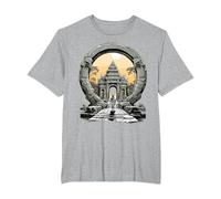 Otros misterios Antiguos Angkor Wat Stargate Portal Camiseta, Hombre Tallas Grandes, Gris Jaspeado, 5X Alto